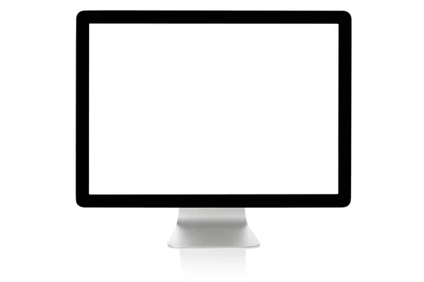 Monitor komputerowy z pusty biały ekran — Zdjęcie stockowe