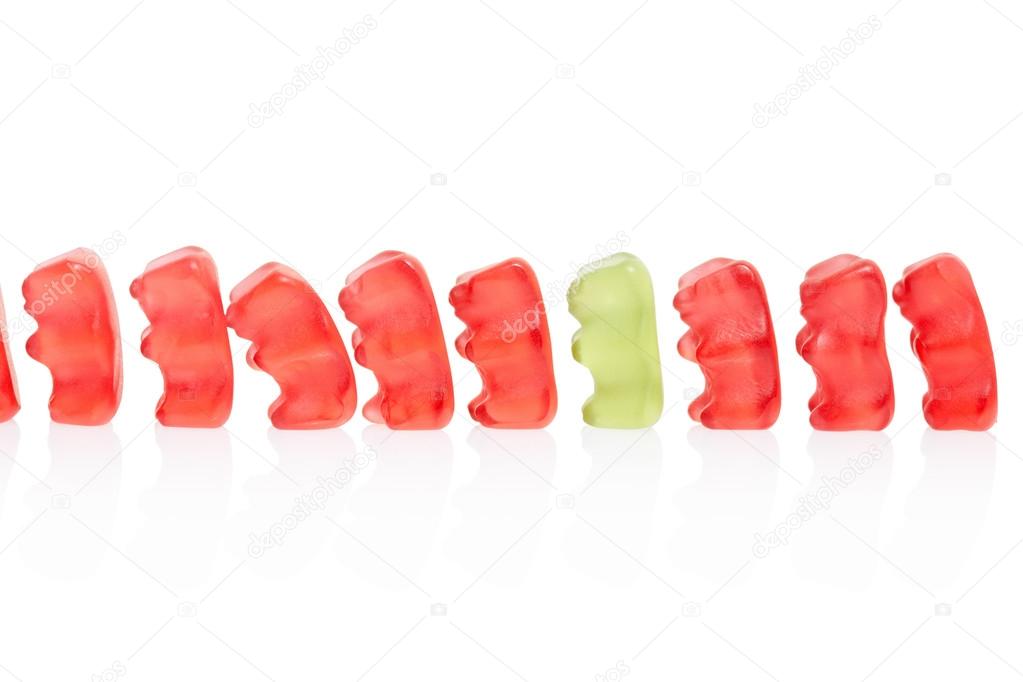 Gummy bears candies row