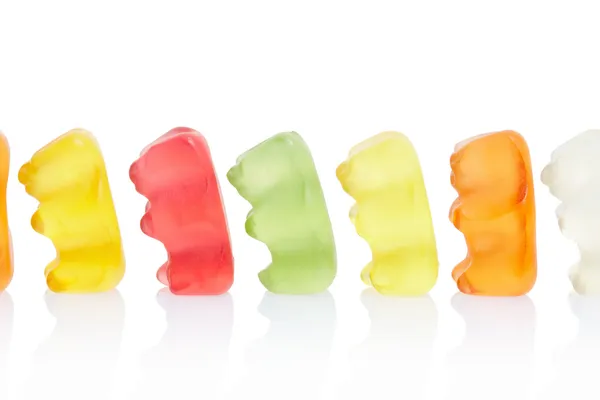 Gummy niedźwiedzie, koncepcja kolejki — Zdjęcie stockowe