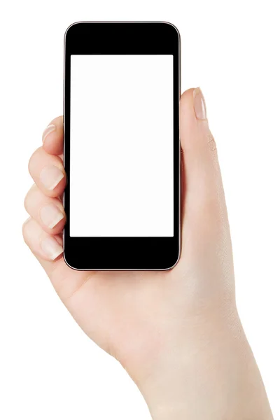 Woman hand holding smartphone with blank screen — Stock Photo, Image