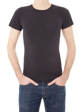 adam beyaz üzerine siyah t-shirt