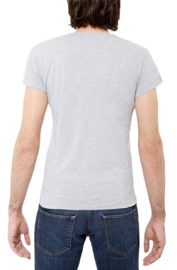 Grey t-shirt on man