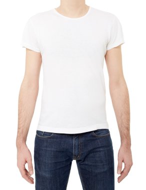 Beyaz t-shirt üzerine adam Önden Görünüm