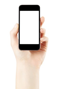 el smartphone üzerinde beyaz holding