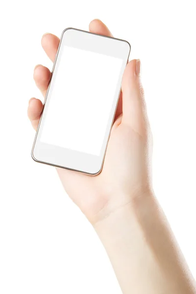 Smartphone en mano con pantalla en blanco — Foto de Stock