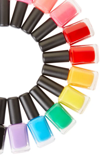 Unha polonês colorido garrafas círculo — Fotografia de Stock