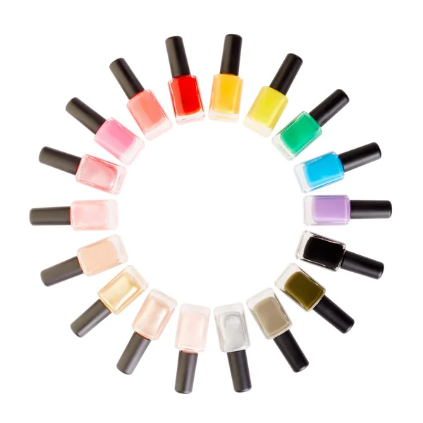 Nail polish colorful bottles circle — Stock Image Nail polish colorful bottles circle Stock Image
