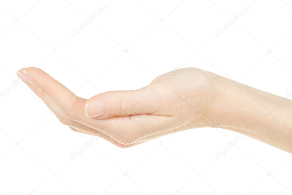 Woman hand open, palm up