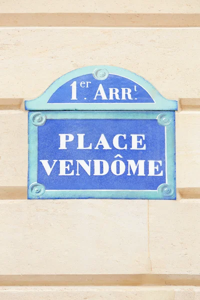Розмістити vendome знак в Парижі, Франція — стокове фото