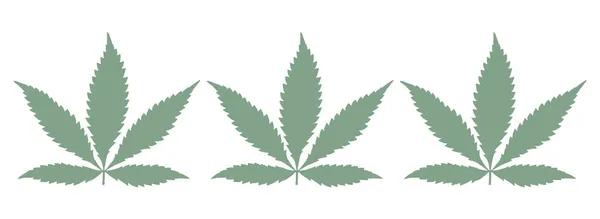 Flat Simple Banner Design Three Consecutive Cannabis Indica Leaves Bule — Stock Photo, Image