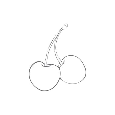 Kiraz vektör çizim. İzole el iki çilek beyaz zemin üzerine çekilmiş. Yaz meyve stil illüstrasyon kazınmış. Detaylı Vejetaryen yiyecekler. Bir etiket, büyük poster, yazdırma