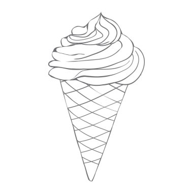 Beyaz arka plan üzerinde izole Dondurma külahı. vektör çizim