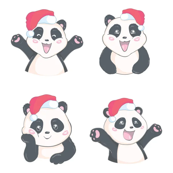 Panda Dos Desenhos Animados Urso Panda Bonito Animais Felizes Bebê — Vetor de Stock