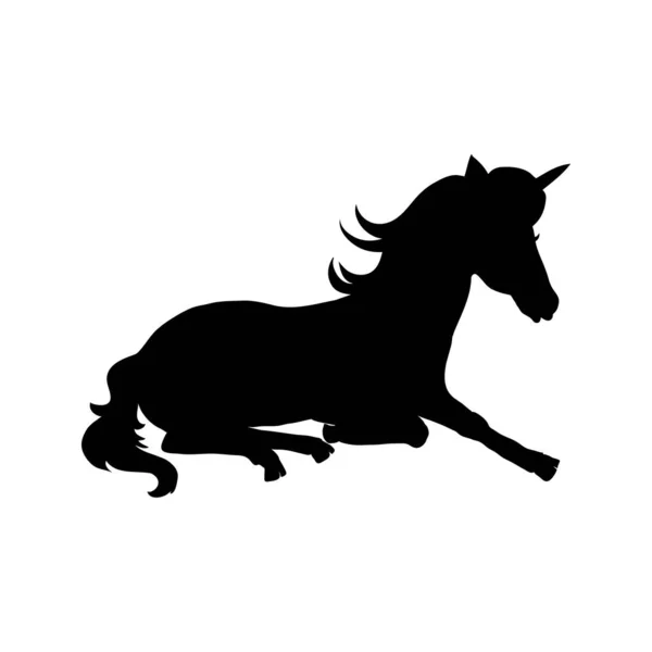 Unicornio Sobre Fondo Blanco Silueta Unicornio Cabeza Hermoso Animal Mágico — Vector de stock