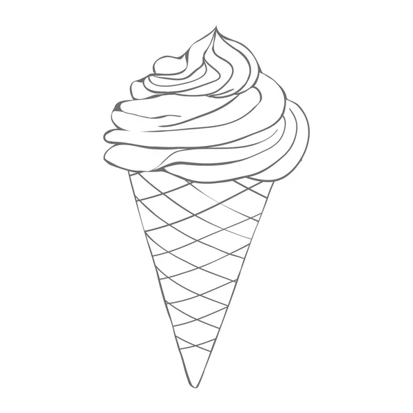 Cono Helado Aislado Sobre Fondo Blanco Ilustración Vectorial — Vector de stock