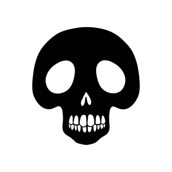 Vector Simple Human Skull Danger Sign Illustration Isolated Black Object — Stock Vector