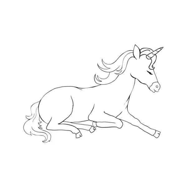 Licorne Illustration Vectorielle Dessinée Main Lignes Pour Logo Livre Coloriage — Image vectorielle