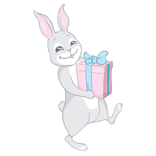 Conejo Lindo Dibujado Mano Conejo Diseño Impreso Impresión Los Niños — Vector de stock