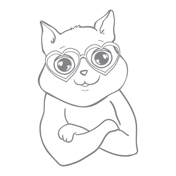 Vector Lindo Gato Ilustración Dibujado Mano Arte Gatito Con Estilo — Vector de stock
