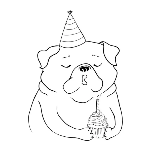Cute Pug Portrait Dog Sketch Style Hand Drawn Vector Illustration — Stock Vector