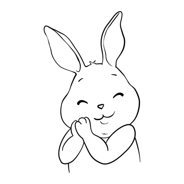 兔子的特写草图 白色背景上的轮廓看起来像突出的耳朵 在枪口前可见 — 图库矢量图片