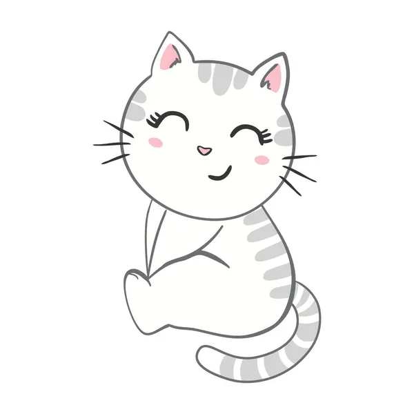 Lindo Gato Bebé Ilustración Del Vector Para Ducha Del Bebé — Vector de stock