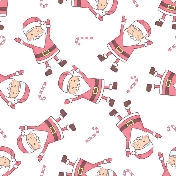 Aranyos Zökkenőmentes Minta Mikulás Rózsaszín Háttér Merry Christmas Boldog Évet — Stock Vector