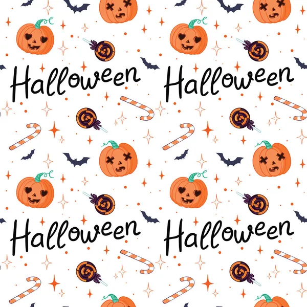 Vector Halloween Nahtlose Muster Gestaltungselemente Für Halloween Party Plakate Flache — Stockvektor