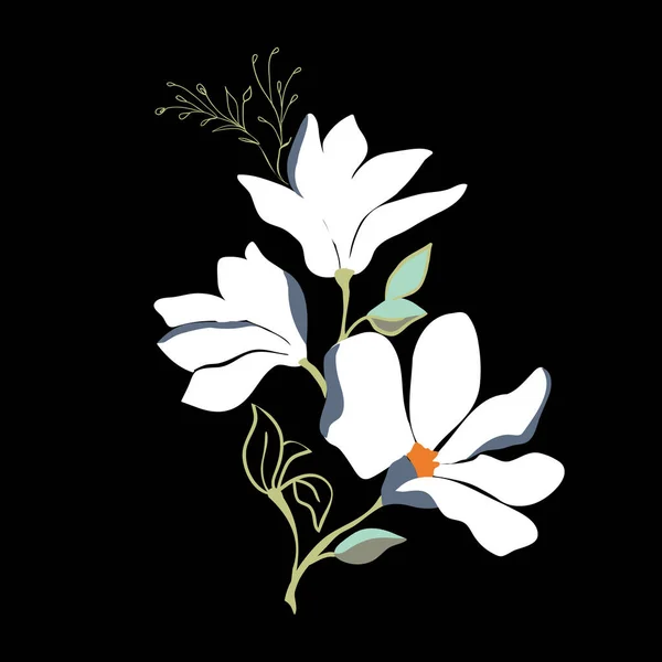 Magnolia Flowers Beautiful Spring Illustration Vector Illustration — Stock Vector