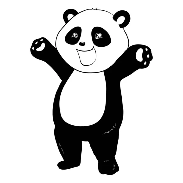 Χαριτωμένο Σχέδιο Πάντα Απλό Εικονίδιο Αρκούδας Panda Σχέδιο Λογότυπου Ασπρόμαυρη — Διανυσματικό Αρχείο