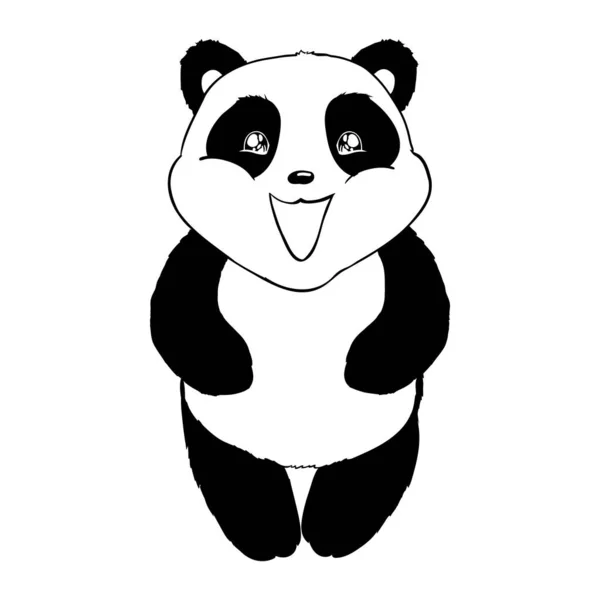 Şirin Panda Skeci Basit Panda Ikonu Logo Tasarımı Siyah Beyaz — Stok Vektör