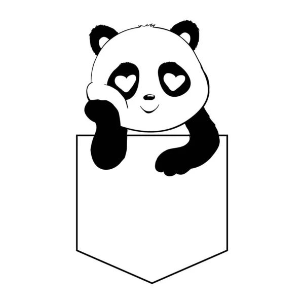 Söt Pandateckning Enkel Panda Björn Ikon Eller Logotyp Design Svart — Stock vektor