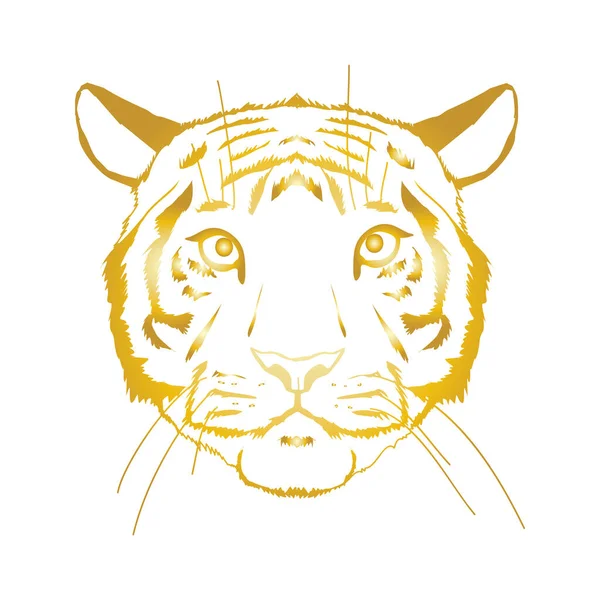 Cabeça Tigre Dourada Vetorial Rosto Para Logotipos Retro Emblemas Emblemas —  Vetores de Stock