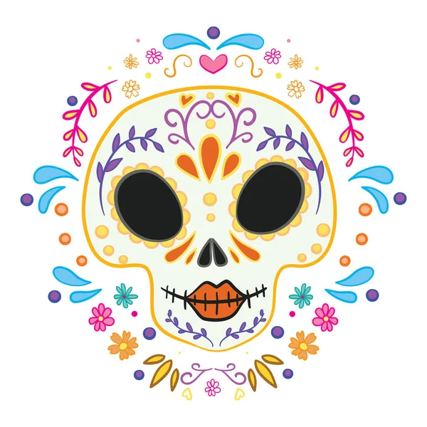 Calavera Vectorial Sobre Fondo Blanco Día Los Muertos Fondo Del — Archivo Imágenes Vectoriales