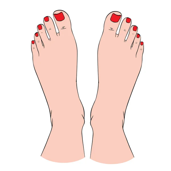 Hermosos Pies Femeninos Descalzos Ilustración Elemento Diseño Para Spa Manicura — Vector de stock