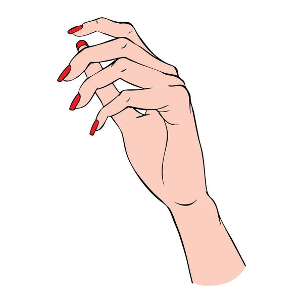 Γυναικεία Χέρια Κομψό Μανικιούρ Και Γυαλισμένα Νύχια Καρφιά Τέχνης Σαλόνι — Διανυσματικό Αρχείο