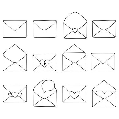 Çizgisel biçimde açılan zarf. Vektör stok illüstrasyonu.