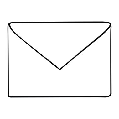 Zarf taslak çizim vektörü ve illüstrasyonu, siyah ve beyaz, el çizimi, çizim tarzı, beyaz arkaplanda izole edilmiş..