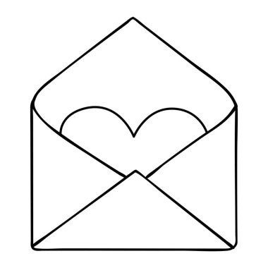 Sevgililer Günü 14 Şubat 'ta içinde kalp çizgisi simgesi olan bir zarf.