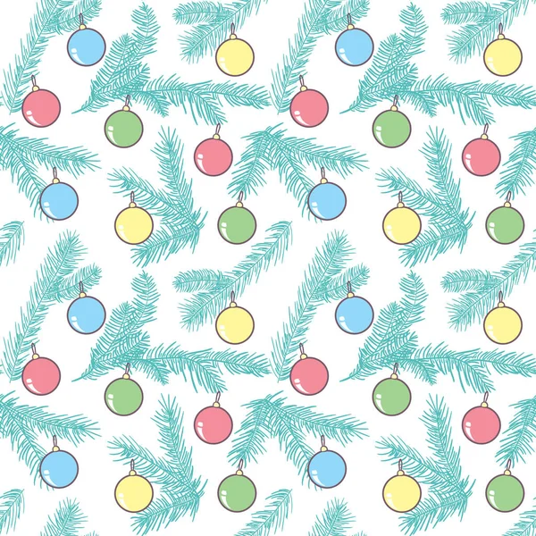 Natale Senza Soluzione Continuità Con Palla Natale Tema Vettore Illustrazione — Vettoriale Stock