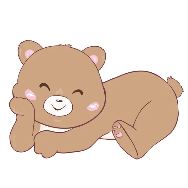 Little Teddy Bear Character Isolated White Background Vector Illustration — Stock Vector