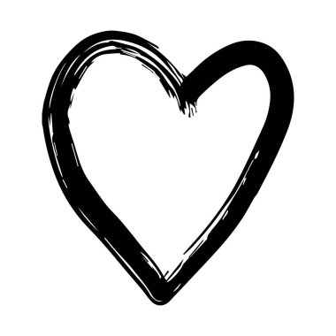 El Çizimi Kaligrafi Kalbi Beyaz Arkaplanda izole edildi. Vektör İllüstrasyonu.