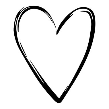 El Çizimi Kaligrafi Kalbi Beyaz Arkaplanda izole edildi. Vektör İllüstrasyonu.