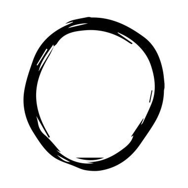 Vektör grunge dairesi, grunge round form, grunge banner daire fırça darbesi beyaz arkaplan izole siyah renk, Vektör Illustration