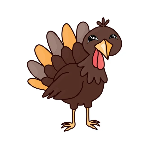 Ilustración Vectorial Feliz Diseño Celebración Acción Gracias Con Cartoon Turkey — Vector de stock