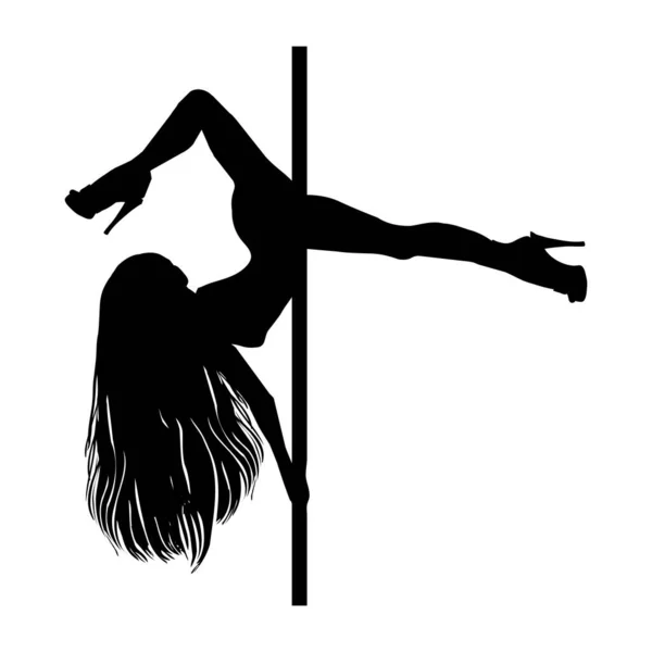 Vektor Silueta Dívka Pól Bílém Pozadí Pole Dance Ilustrace — Stockový vektor