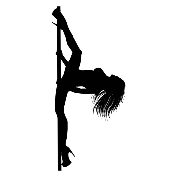 Vector Silhouette Girl Pole White Background Pole Dance Illustration — Stock Vector
