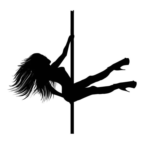 Vektor Silueta Dívka Pól Bílém Pozadí Pole Dance Ilustrace — Stockový vektor