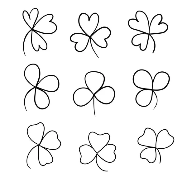 Vector Illustration Hand Drawn Brush Shamrocks White Background Sketch Line — Stock Vector