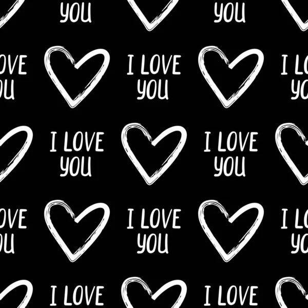 Διάνυσμα Χωρίς Ραφή Μοτίβο Την Επιγραφή Αγάπη Μαύρο Φόντο — Διανυσματικό Αρχείο